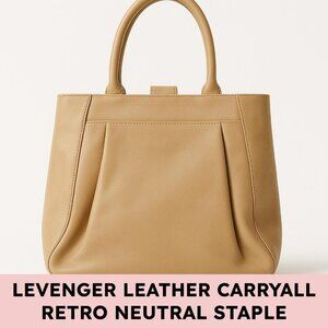 Levenger Leather Warm Beige Tote Bag